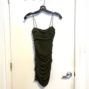 Princess Polly Olive Green Ruched Spaghetti Strap Mini Dress